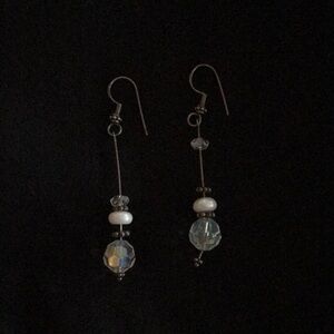 Crystal and Pearl Dangle Earrings